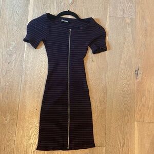 Reformation Navy and Red Striped Mini Dress